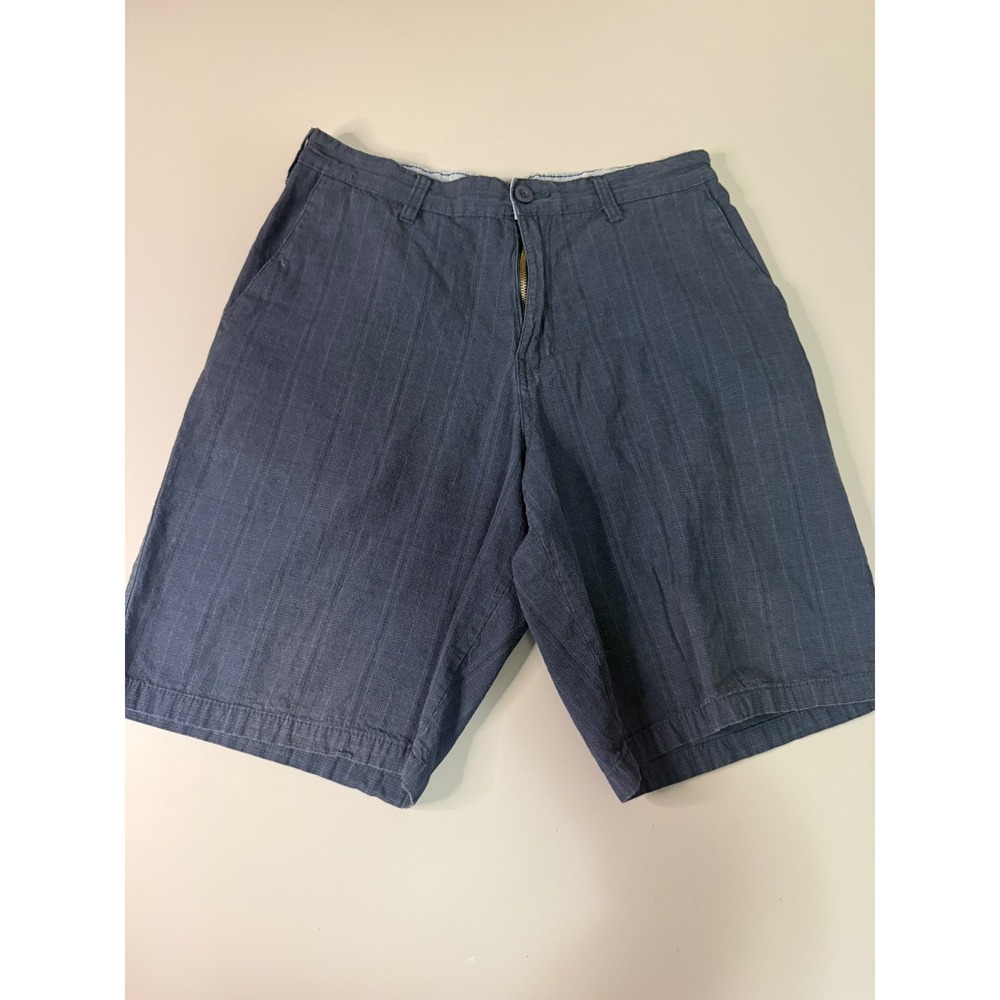 Burnside Mens Blue Striped Casual Walk Shorts Size 32 Navy Flat Front Summer